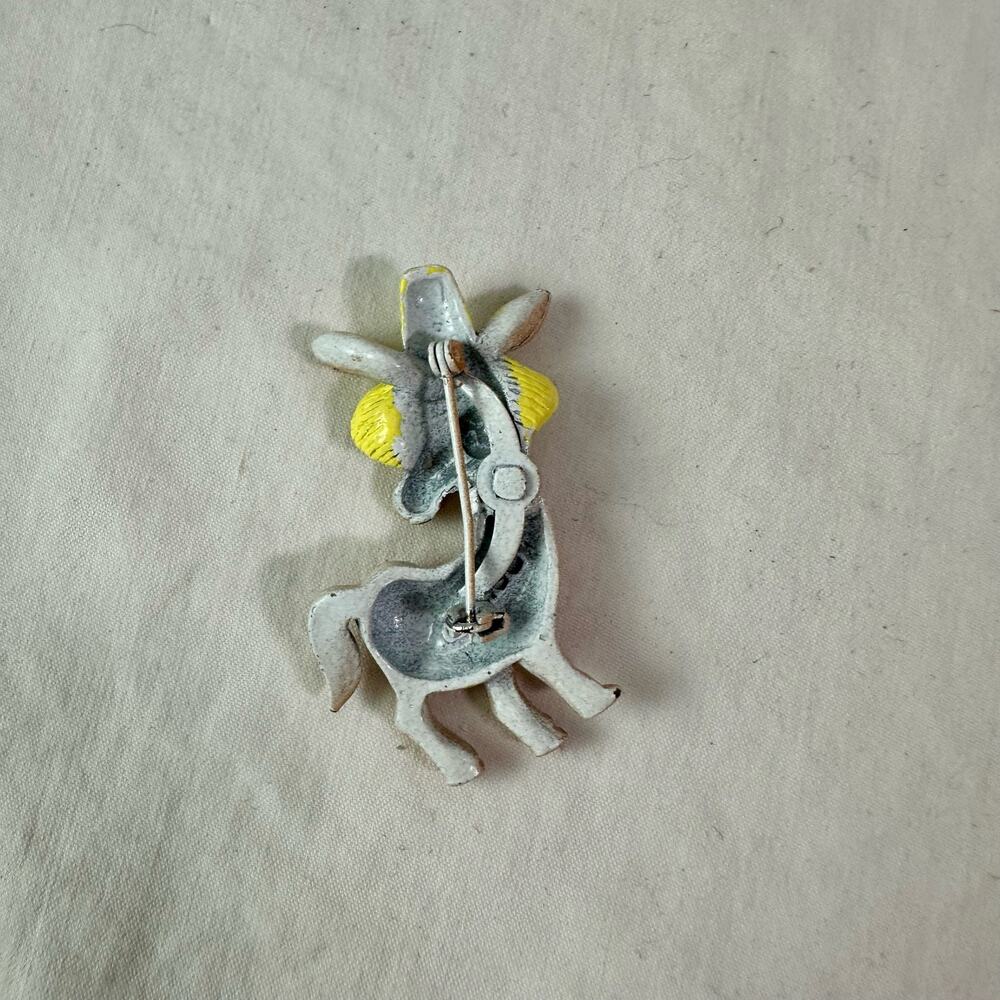 3/$20 Gerry's Donkey Brooch Pin Enamel Metal Vintage Signed 1-3/4” Straw Hat - Picture 3 of 7